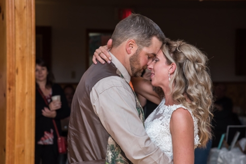 Wedding Portfolio A bride and groom have their first wedding dance at their Salmon River Firehall wedding.