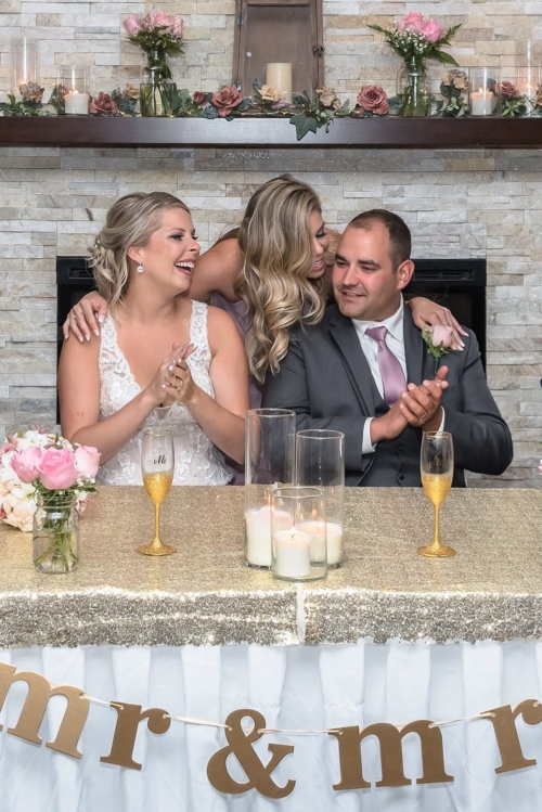 Ashburn golf club wedding reception with bride and groom.